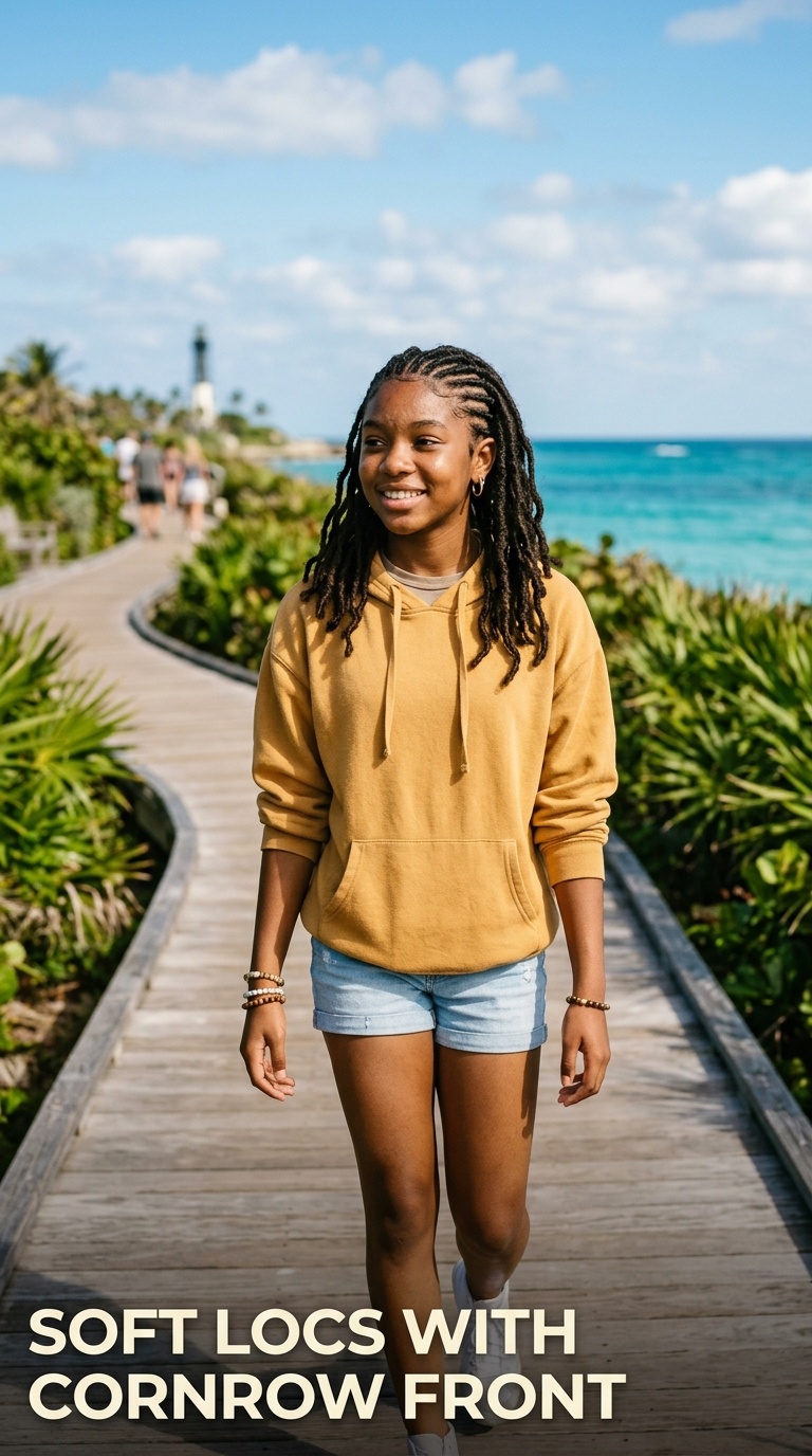 Soft Locs with Cornrow Front