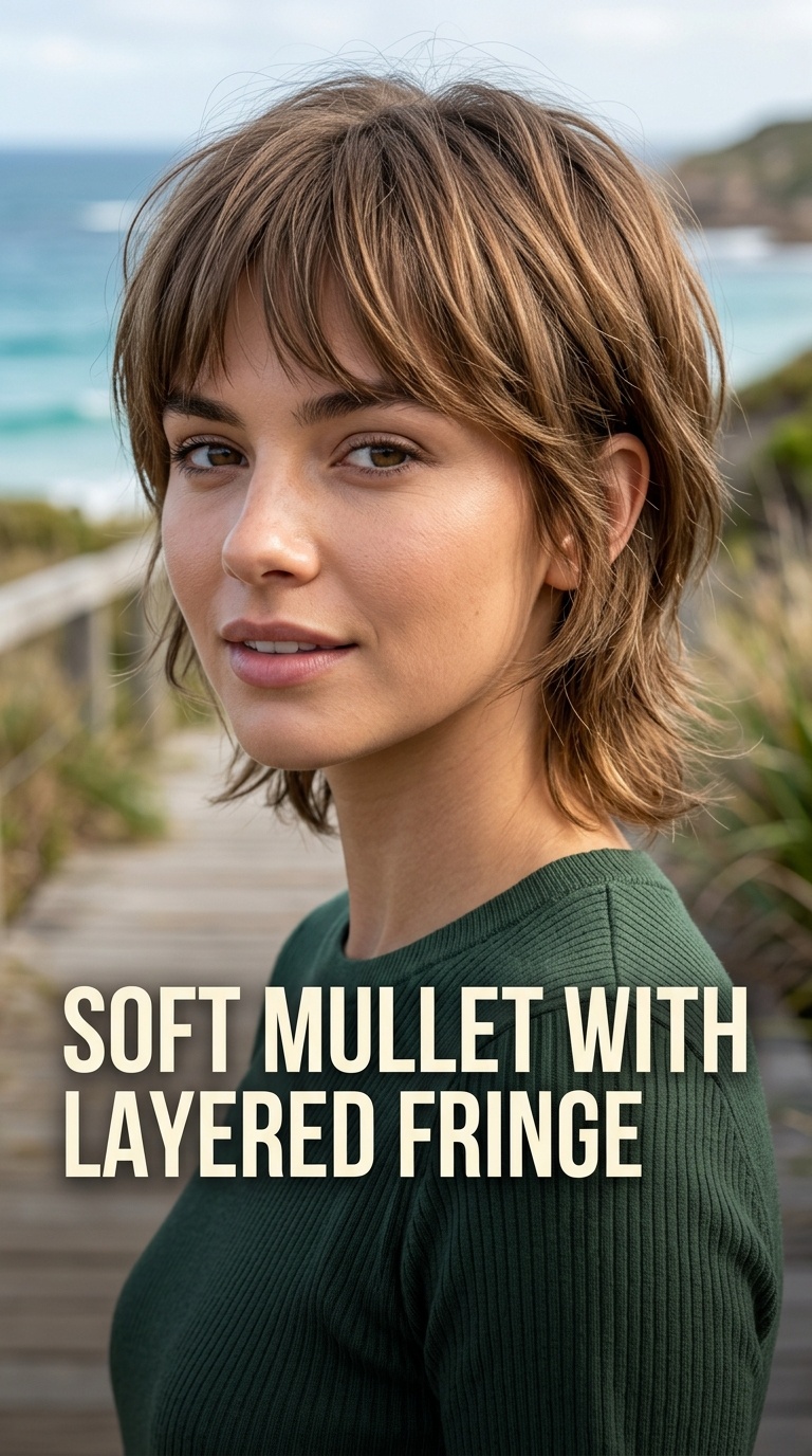 Soft Mullet with Layered Fringe