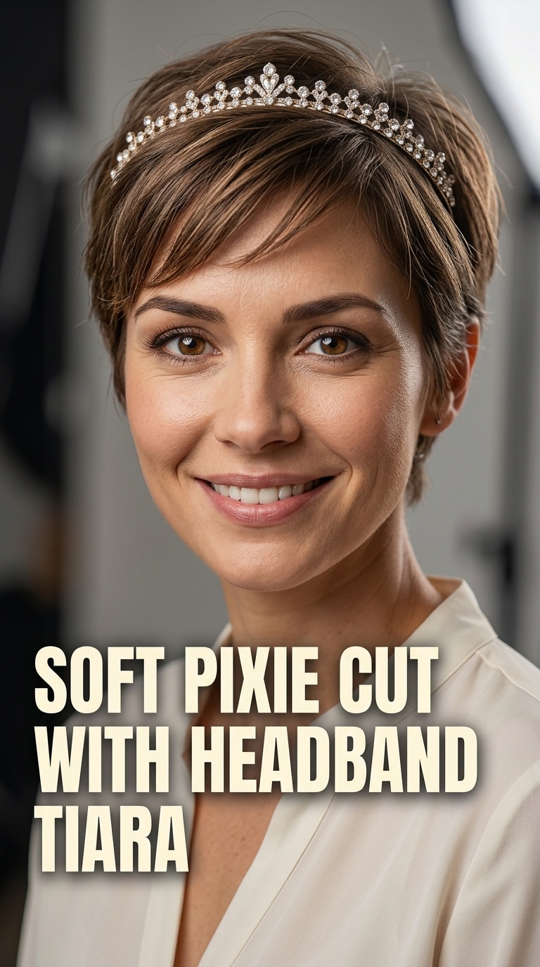 Soft Pixie Cut with Headband Tiara