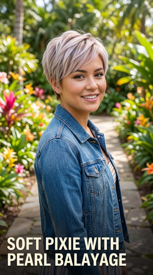 Soft Pixie with Pearl Balayage