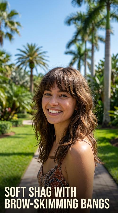 Soft Shag with Brow-Skimming Bangs