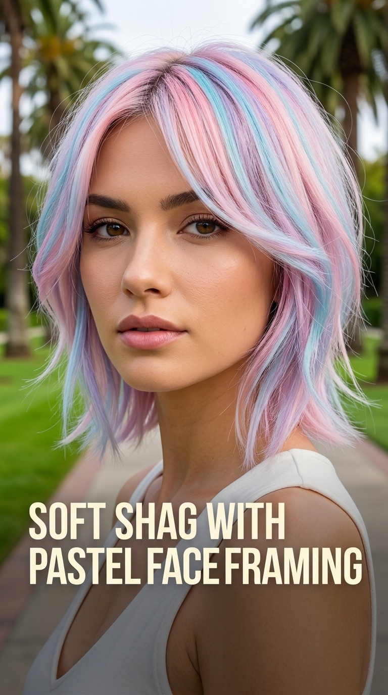 Soft Shag with Pastel Face Framing