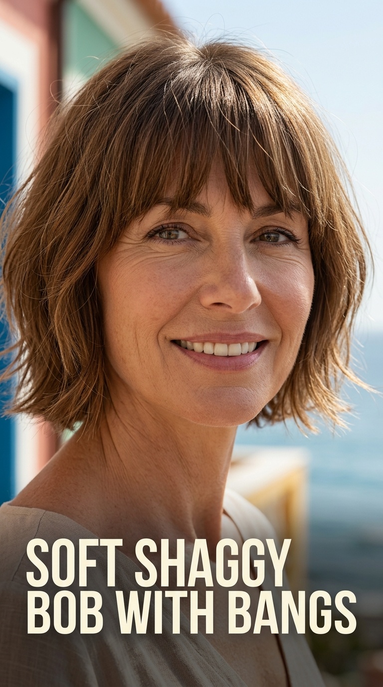 Soft Shaggy Bob with Bangs