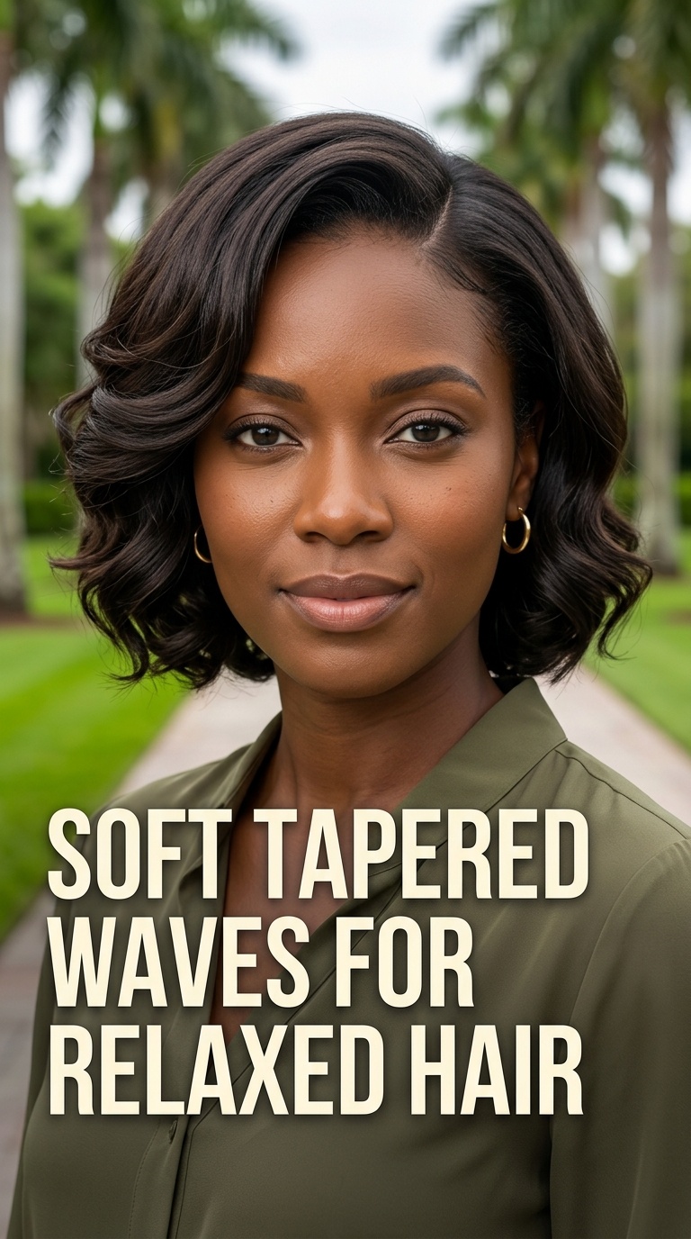 Soft Tapered Waves for Relaxed Hair