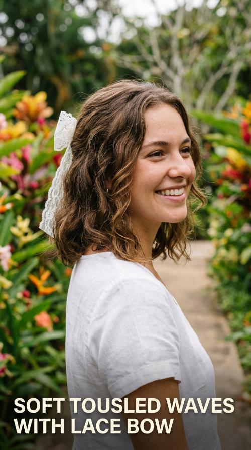 Soft Tousled Waves with Lace Bow