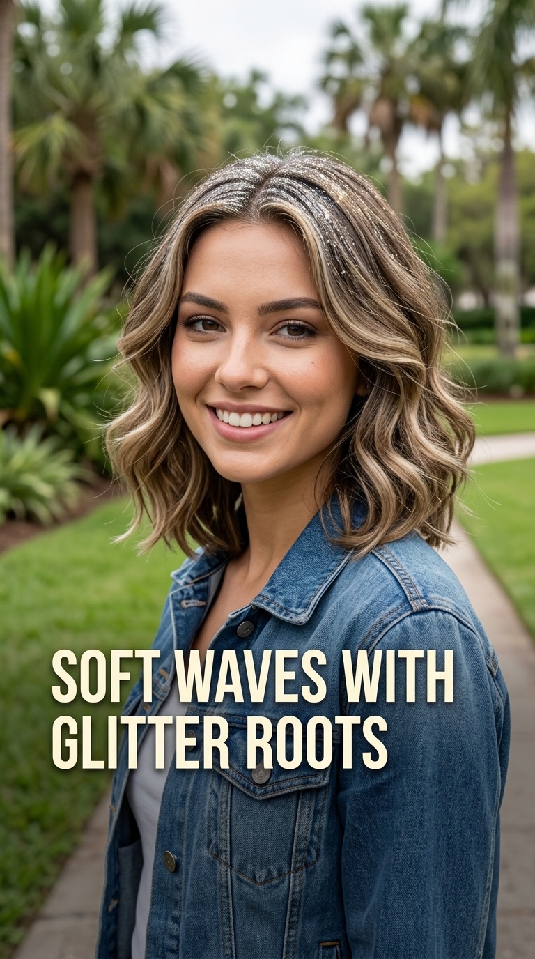 Soft Waves with Glitter Roots