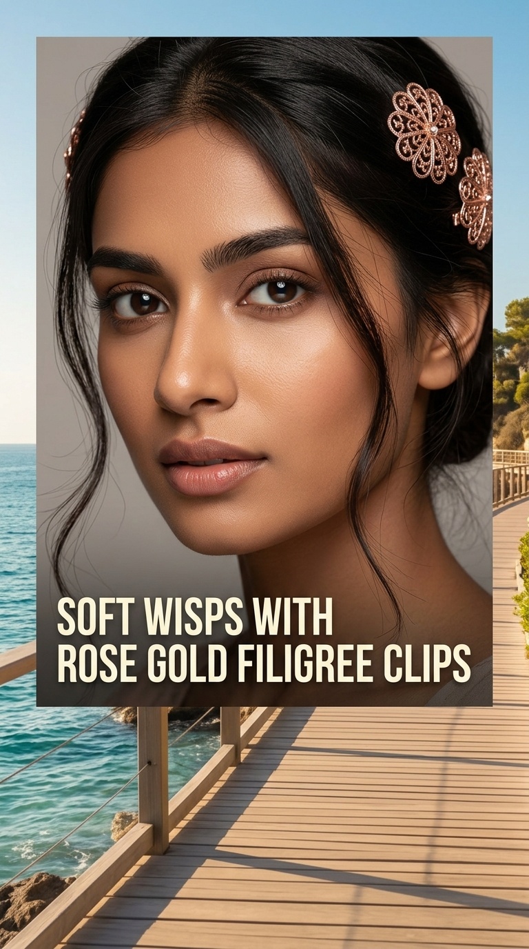 Soft Wisps with Rose Gold Filigree Clips