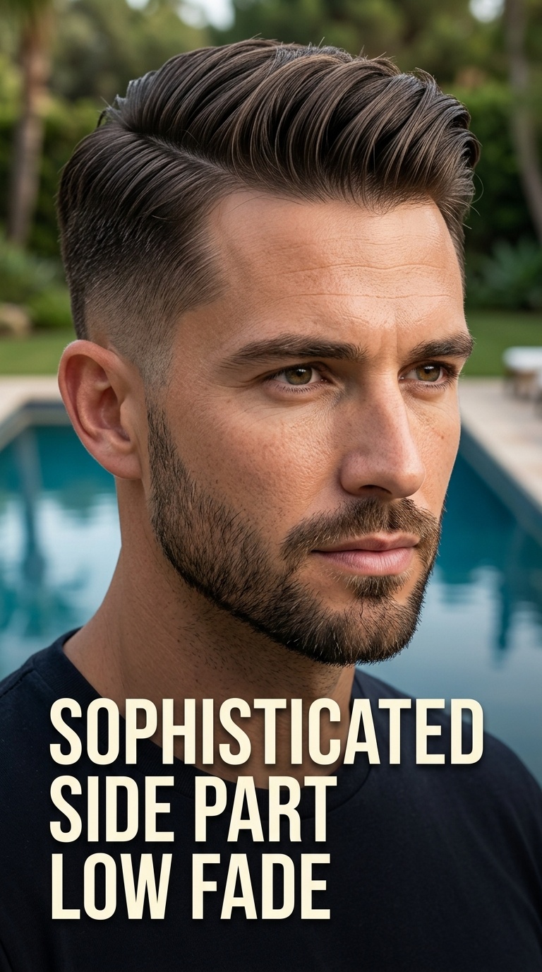 Sophisticated Side Part Low Fade