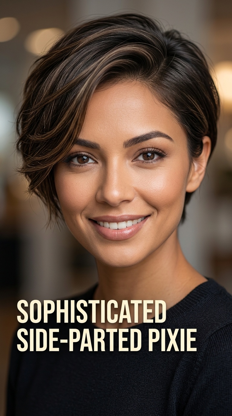 Sophisticated Side-Parted Pixie