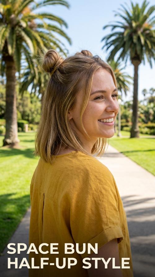 Space Bun Half-Up Style