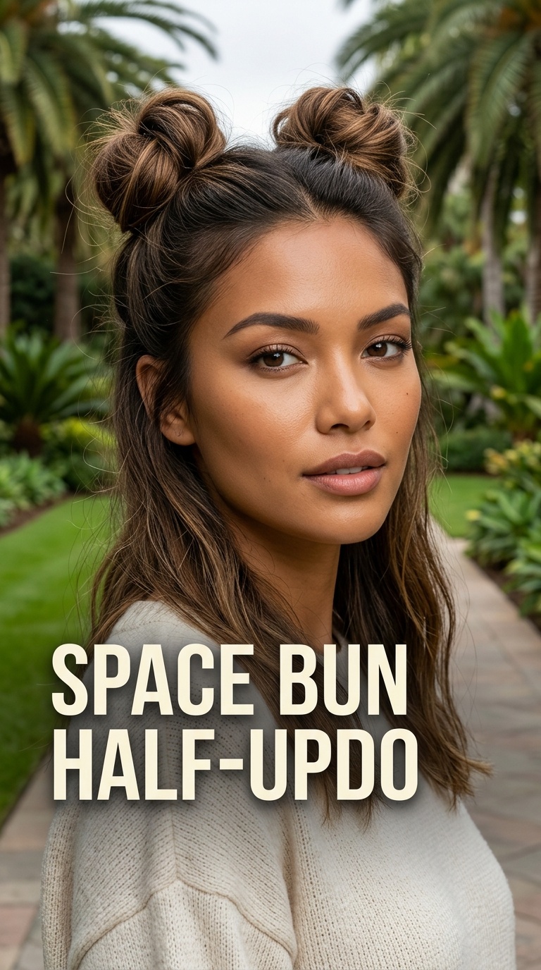 Space Bun Half-Updo