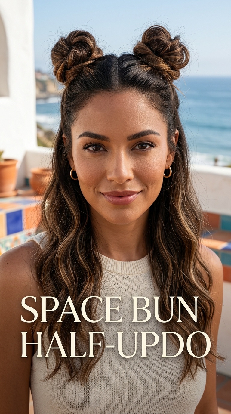 Space Bun Half-Updo