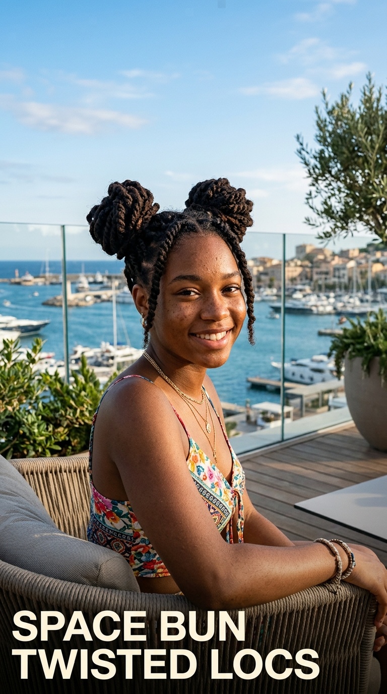 Space Bun Twisted Locs