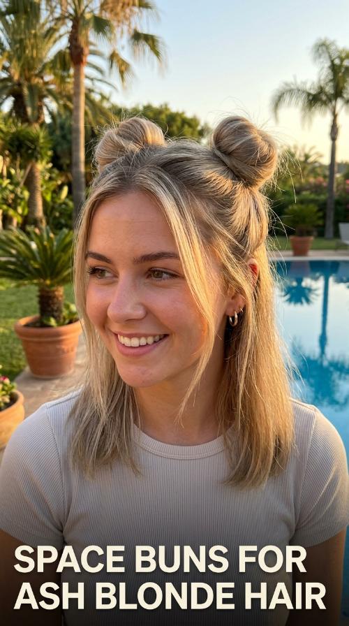 Space Buns for Ash Blonde Hair