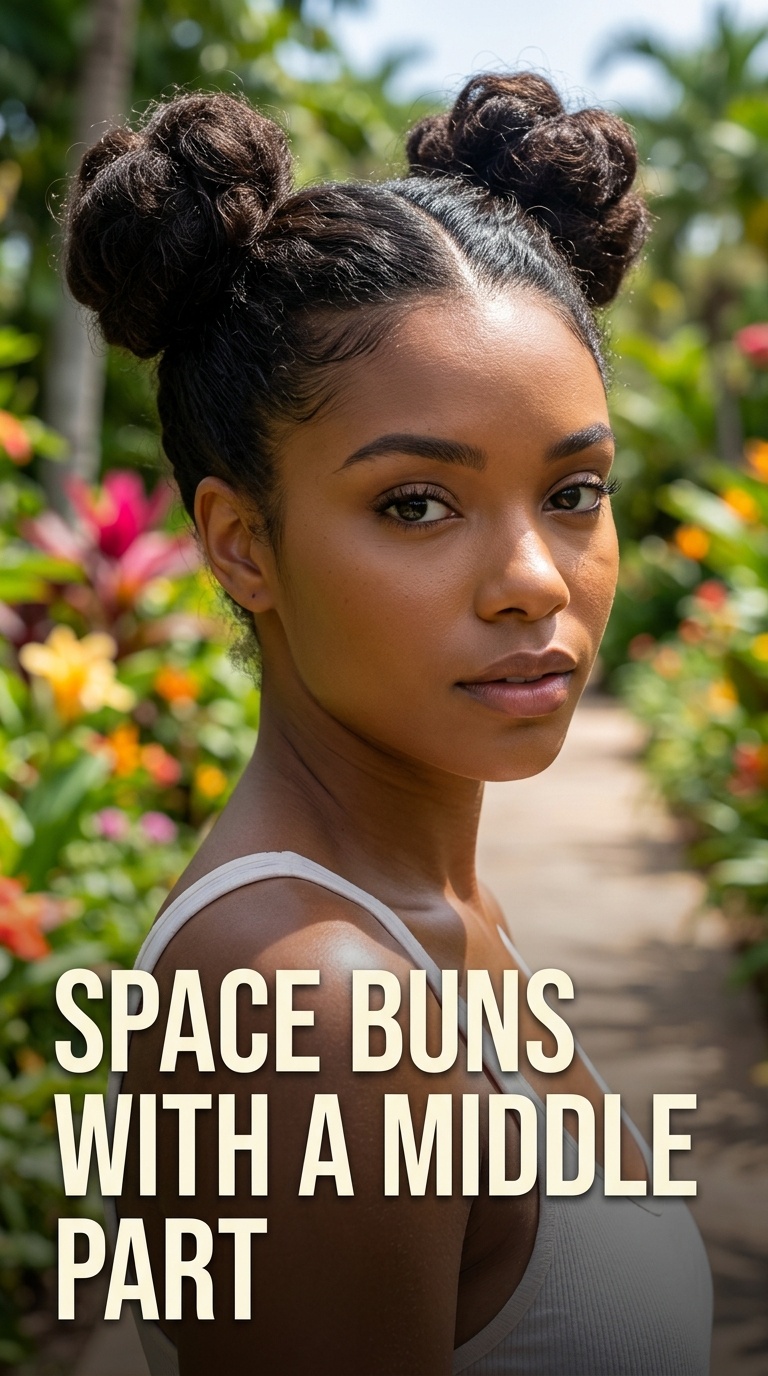 Space Buns with a Middle Part