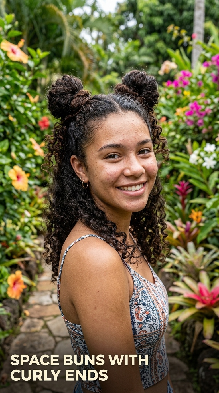 Space Buns with Curly Ends