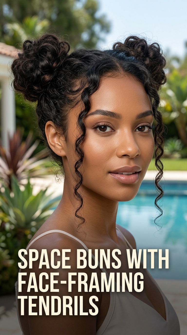 Space Buns with Face-Framing Tendrils
