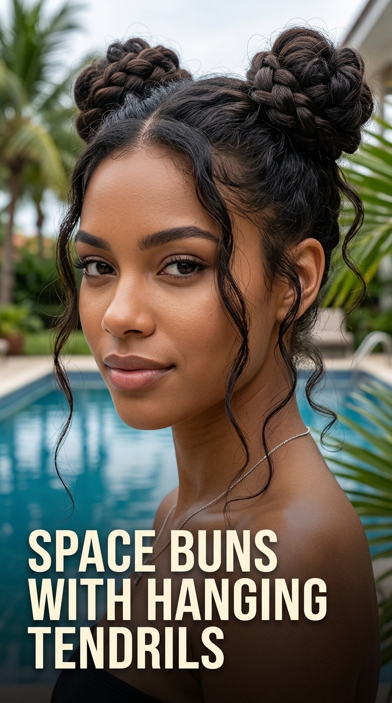 Space Buns with Hanging Tendrils