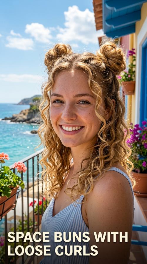 Space Buns with Loose Curls