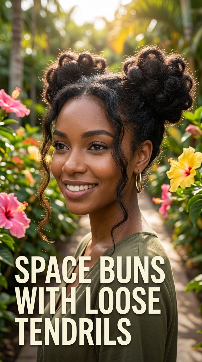 Space Buns with Loose Tendrils