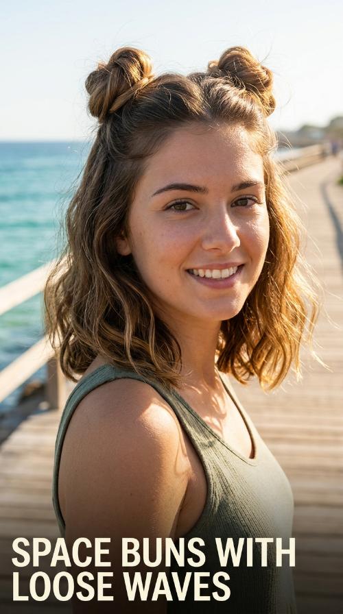 Space Buns with Loose Waves