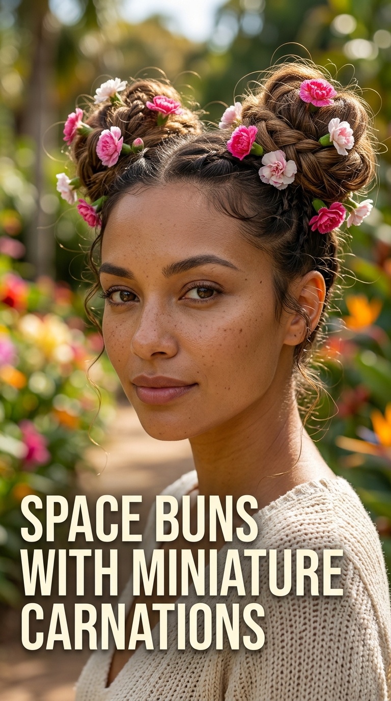 Space Buns with Miniature Carnations