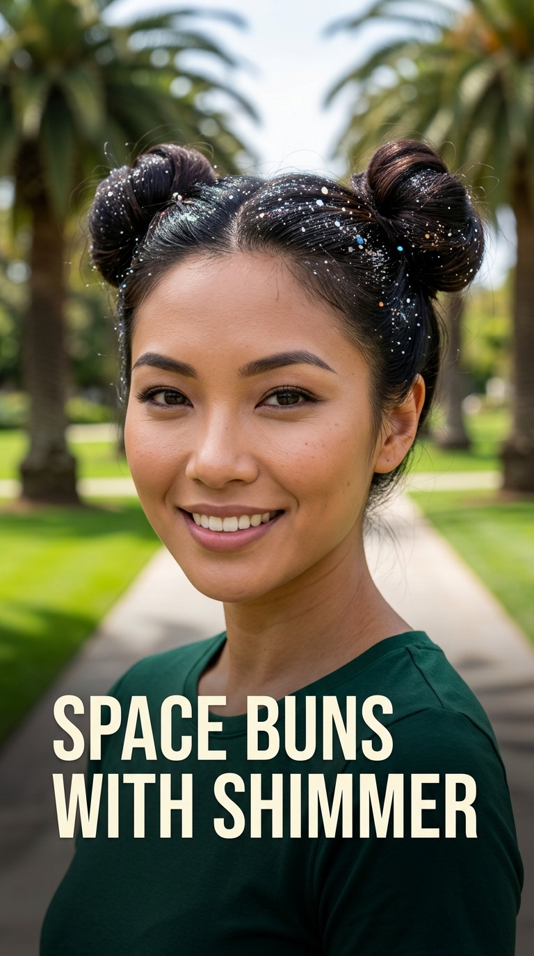 Space Buns with Shimmer