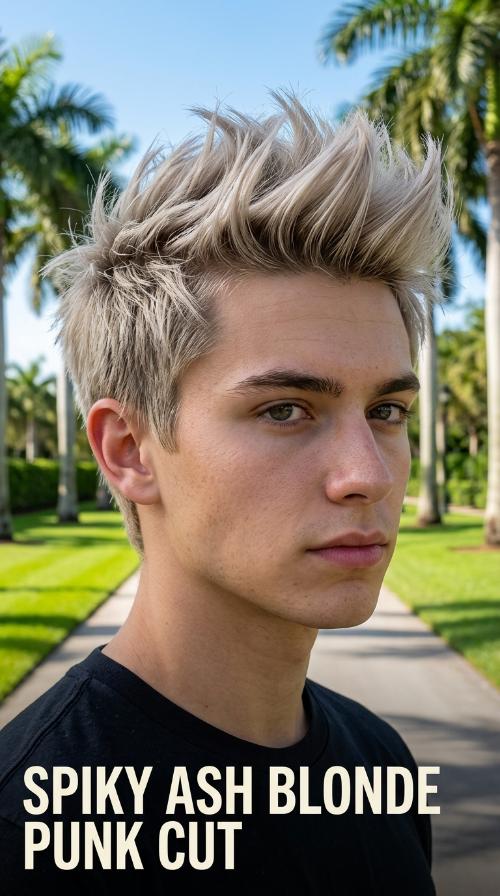 Spiky Ash Blonde Punk Cut