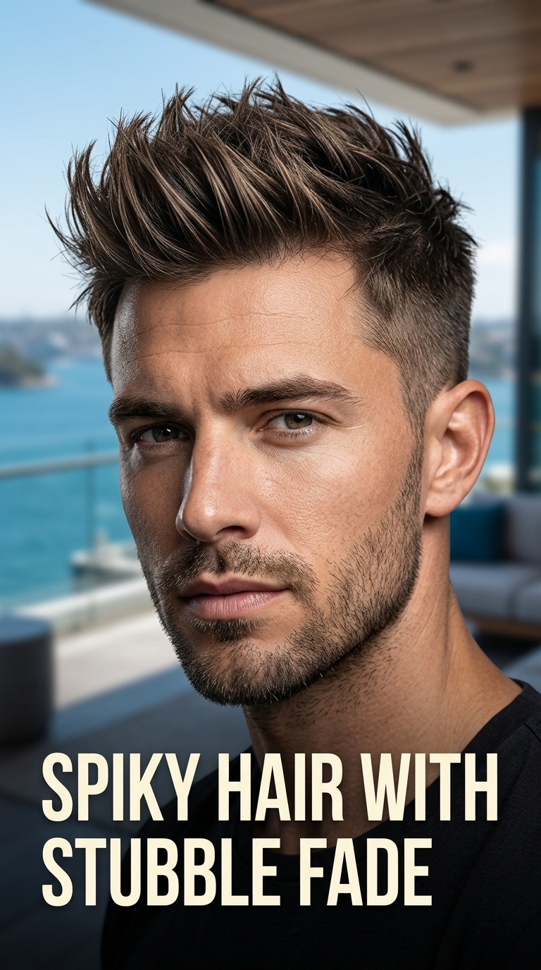 Spiky Hair with Stubble Fade
