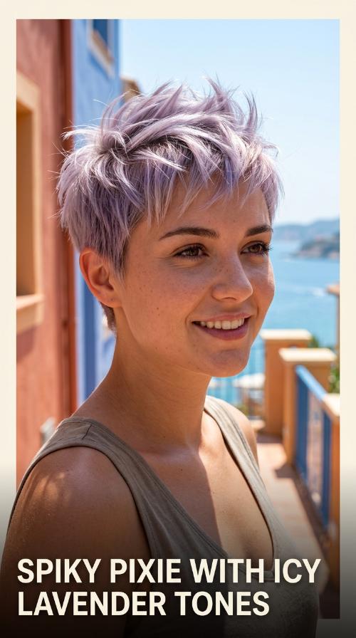 Spiky Pixie with Icy Lavender Tones