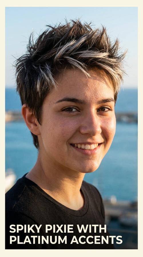 Spiky Pixie with Platinum Accents