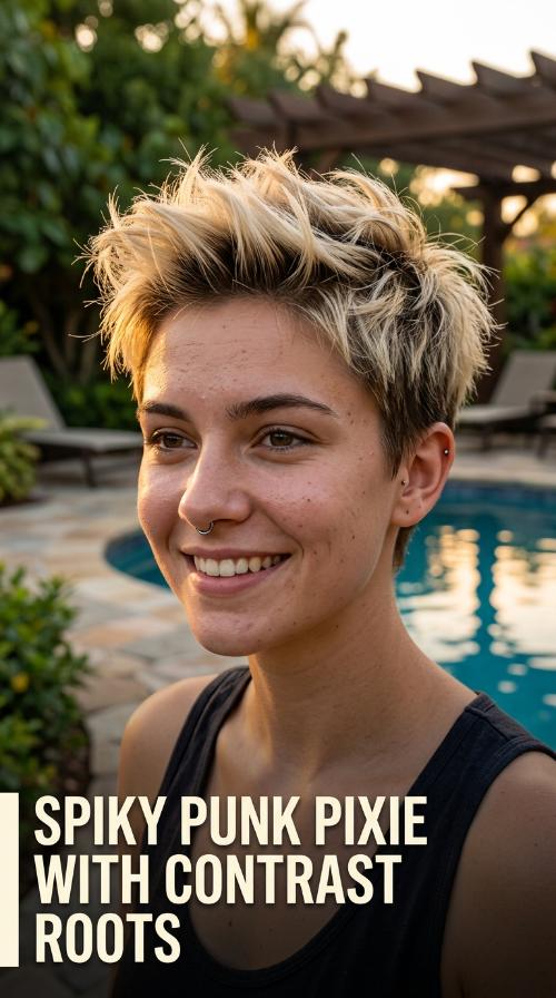 Spiky Punk Pixie with Contrast Roots