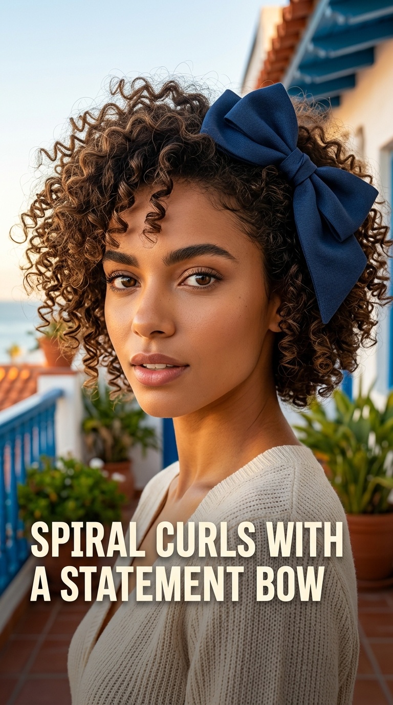 Spiral Curls with a Statement Bow