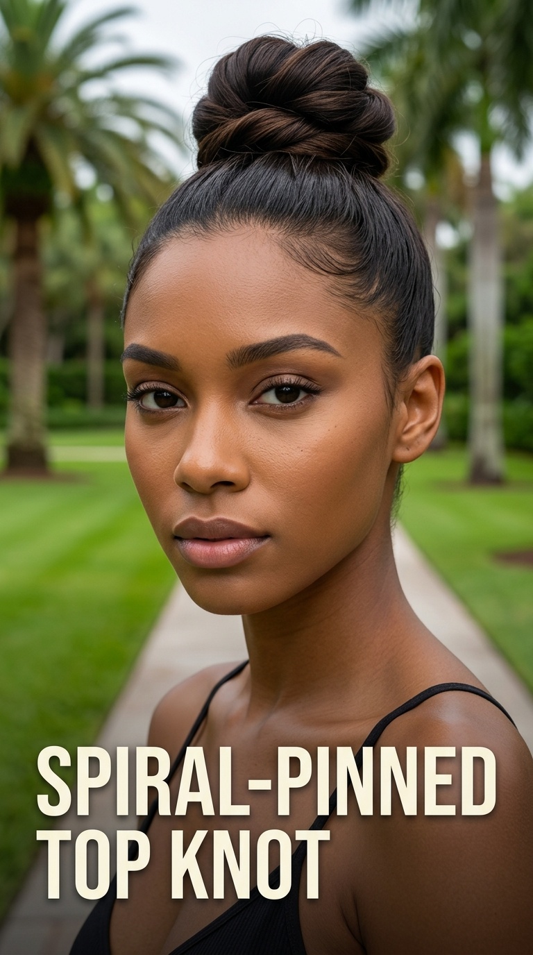 Spiral-Pinned Top Knot