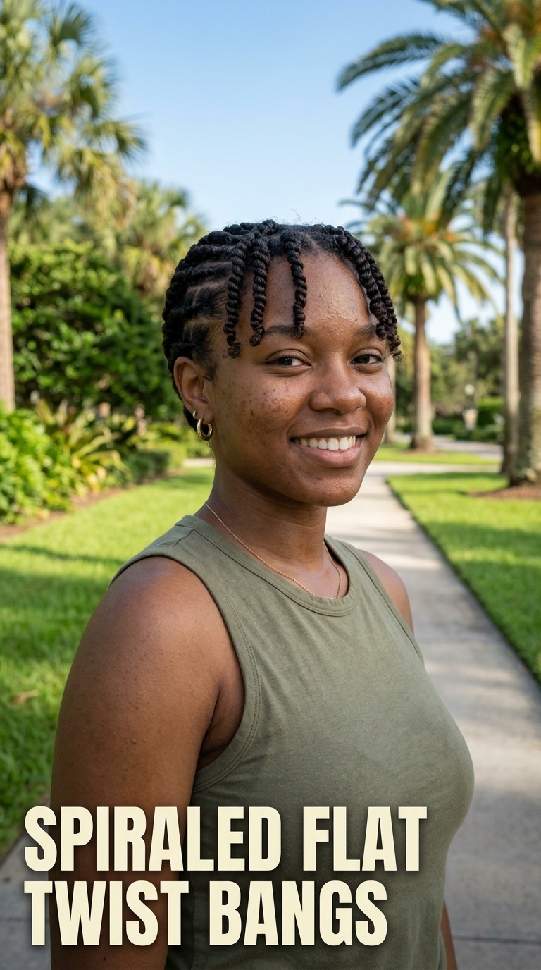 Spiraled Flat Twist Bangs