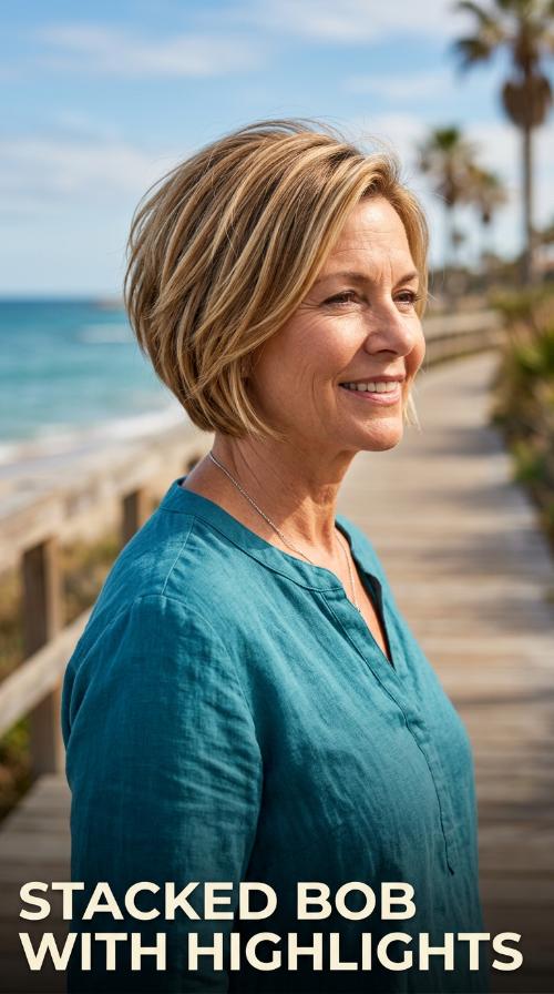Stacked Bob with Highlights
