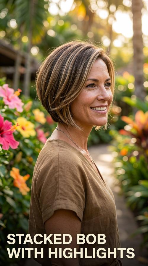 Stacked Bob with Highlights