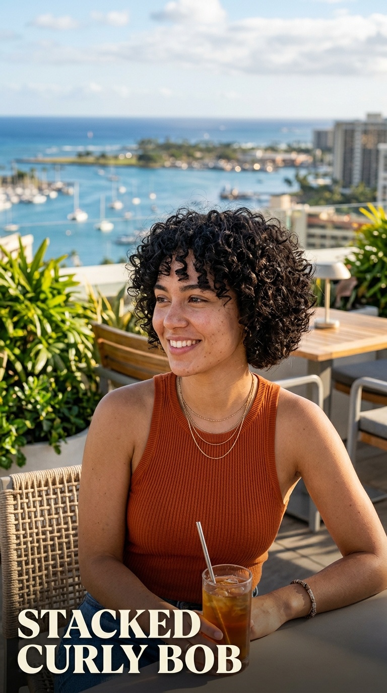 Stacked Curly Bob