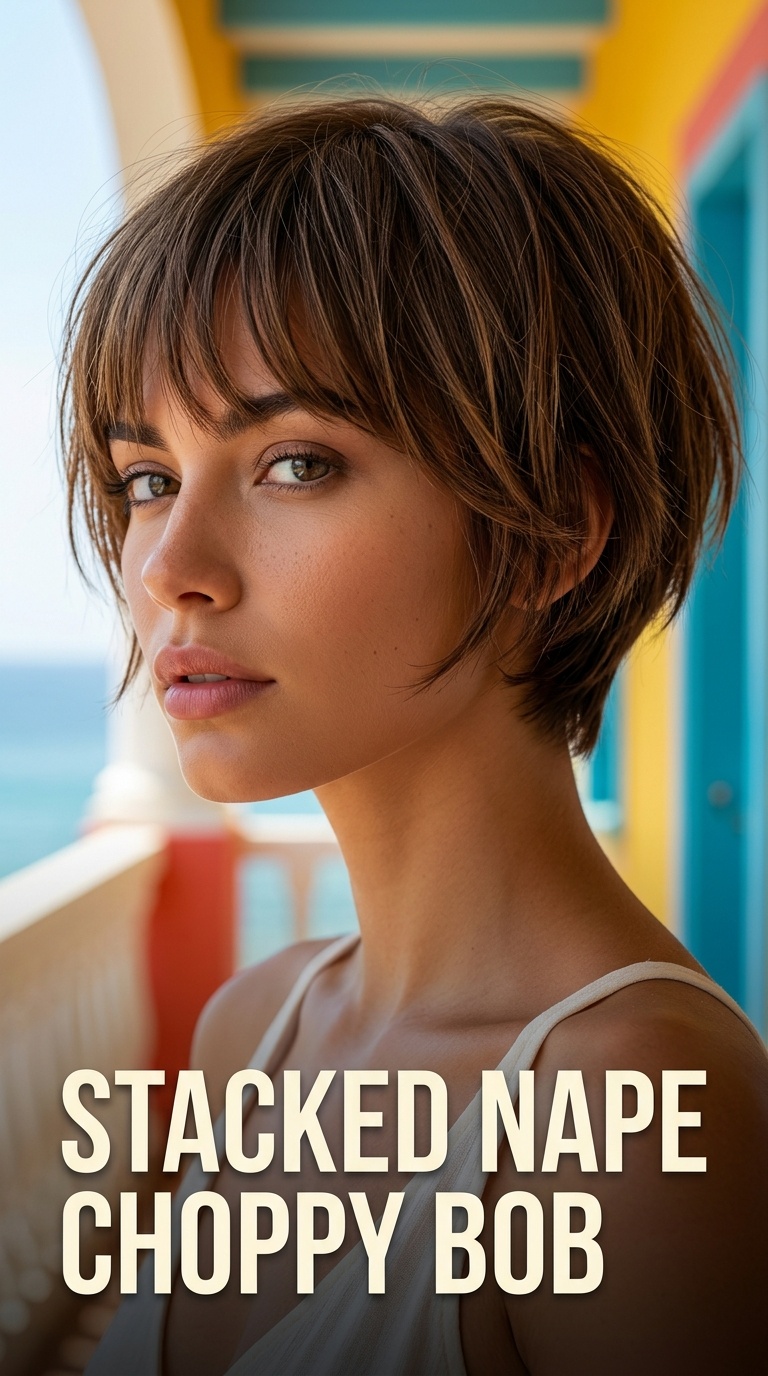 Stacked Nape Choppy Bob