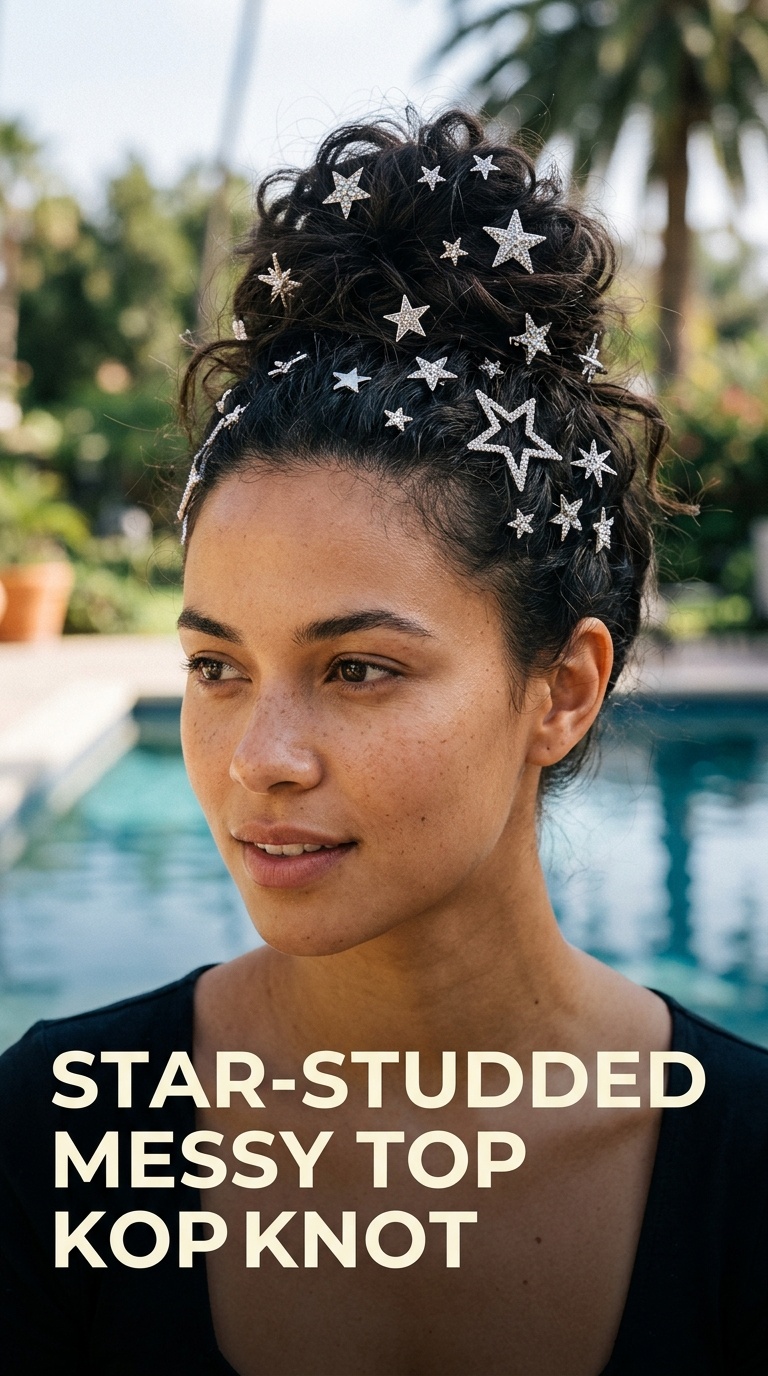 Star-Studded Messy Top Knot