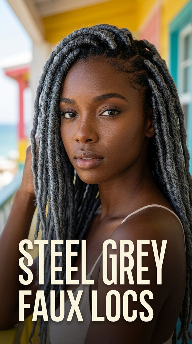 Steel Grey Faux Locs