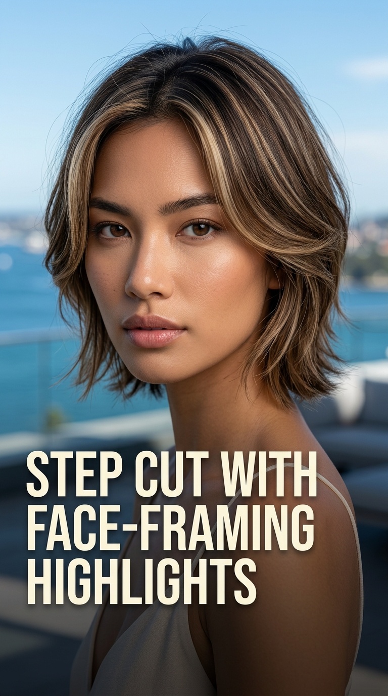 Step Cut with Face-Framing Highlights