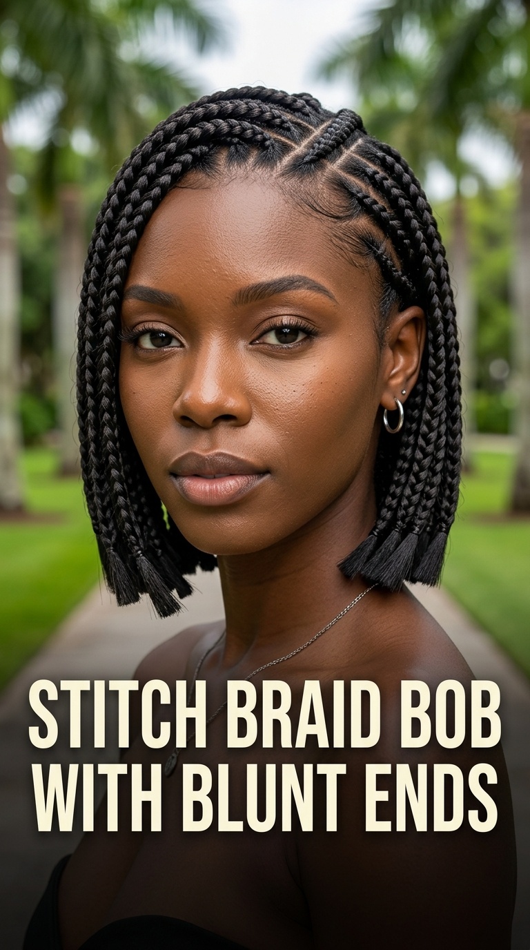 Stitch Braid Bob with Blunt Ends