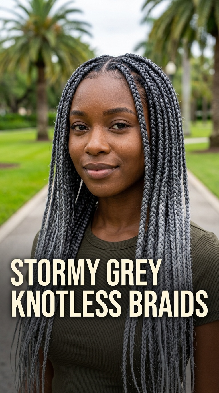 Stormy Grey Knotless Braids