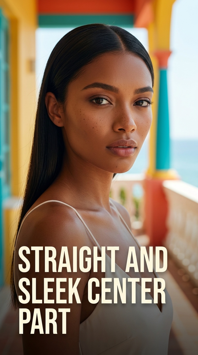 Straight and Sleek Center Part