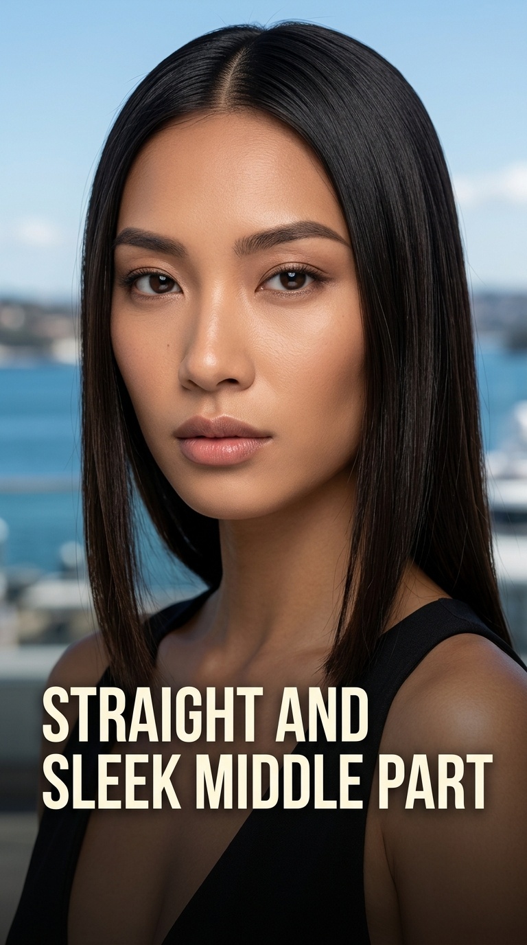 Straight and Sleek Middle Part