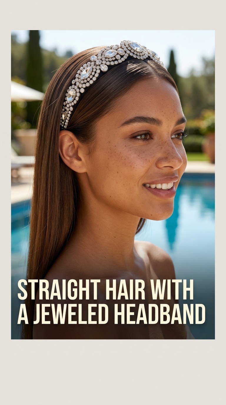 Straight Hair with a Jeweled Headband