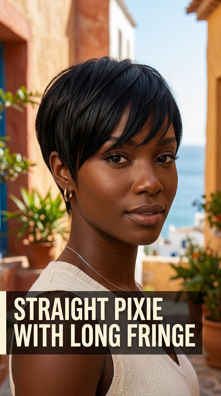 Straight Pixie with Long Fringe