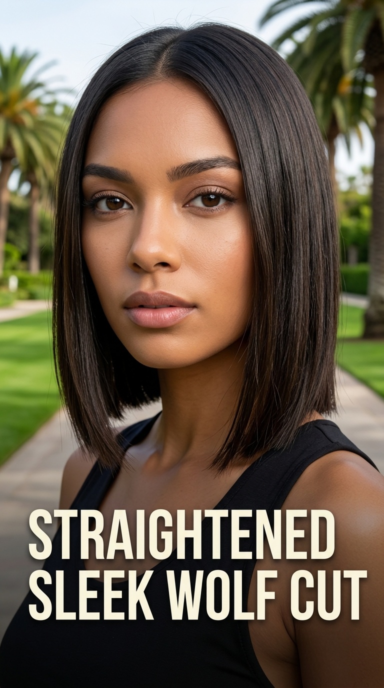Straightened Sleek Wolf Cut