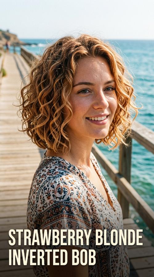Strawberry Blonde Inverted Bob